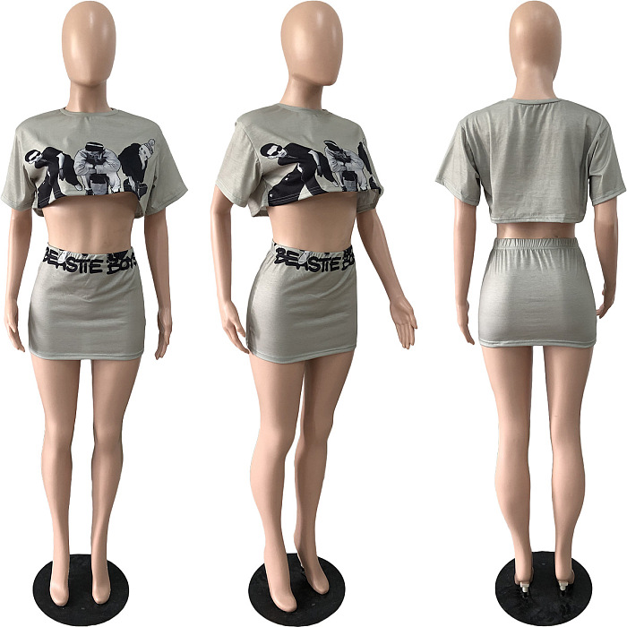 WHOLESALE |  Printed Crop Skirt Set