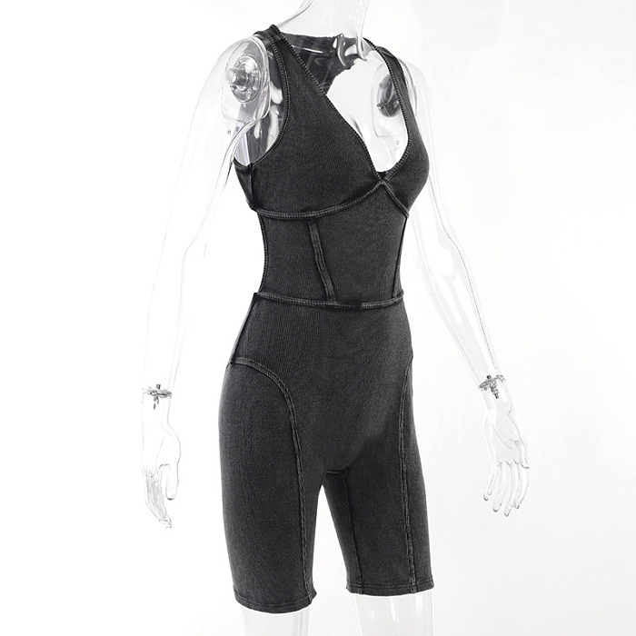 WHOLESALE | Elastic Pitted Fabric Romper