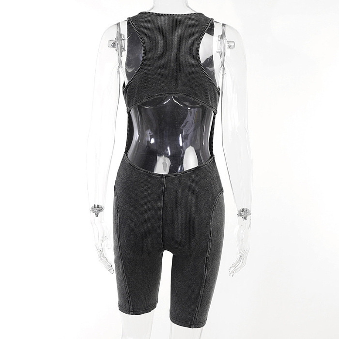 WHOLESALE | Elastic Pitted Fabric Romper