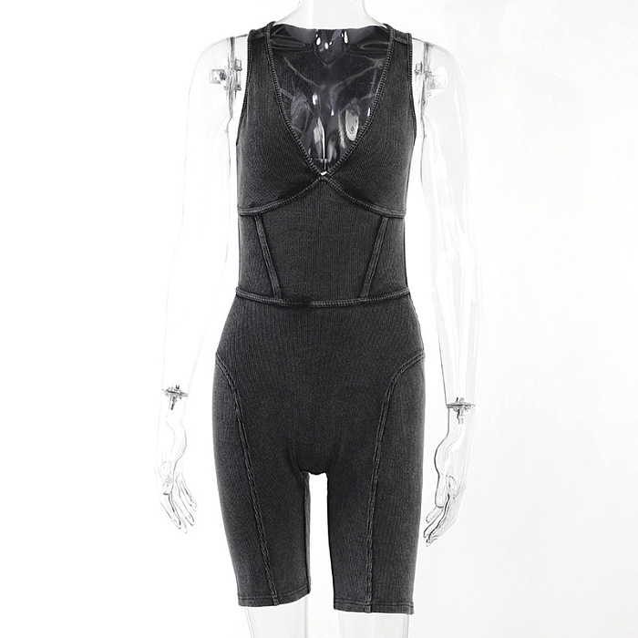 WHOLESALE | Elastic Pitted Fabric Romper