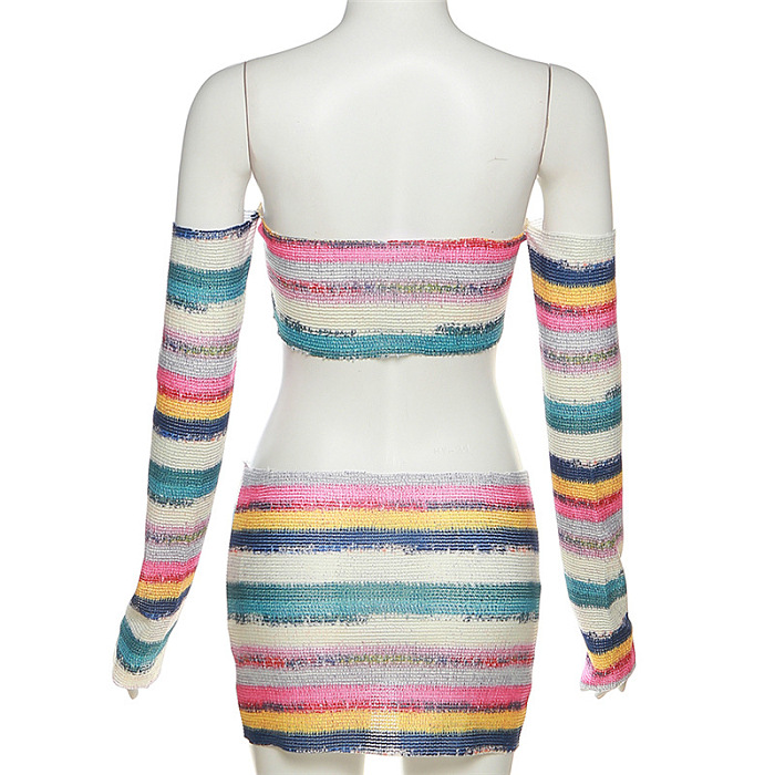 WHOLESALE | Knitted Rainbow Bra Skirt Set