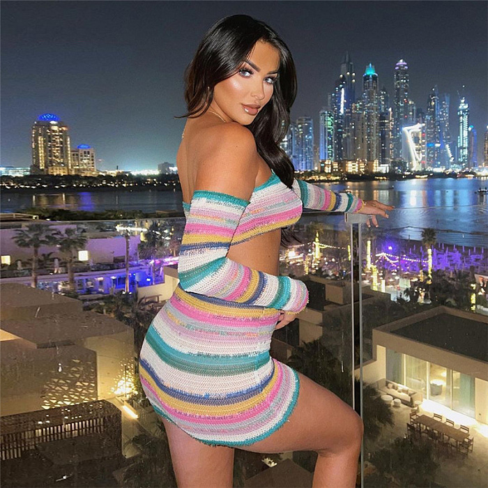 WHOLESALE | Knitted Rainbow Bra Skirt Set