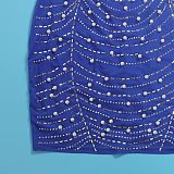 WHOLESALE | Back Zip Up Feather Deco Fake Pearl Dress