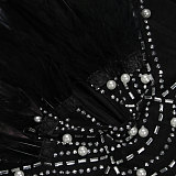 WHOLESALE | Back Zip Up Feather Deco Fake Pearl Dress