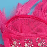 WHOLESALE | Back Zip Up Feather Deco Fake Pearl Dress