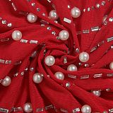 WHOLESALE | Back Zip Up Feather Deco Fake Pearl Dress