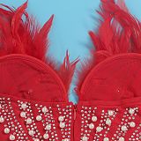 WHOLESALE | Back Zip Up Feather Deco Fake Pearl Dress