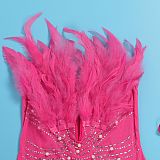 WHOLESALE | Back Zip Up Feather Deco Fake Pearl Dress