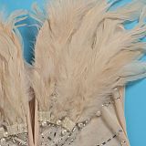 WHOLESALE | Back Zip Up Feather Deco Fake Pearl Dress