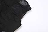 WHOLESALE | Chiffon See-through Back Zip Up Romper