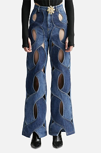 WHOLESALE | Rope Cut-out Loose Cotton Jeans