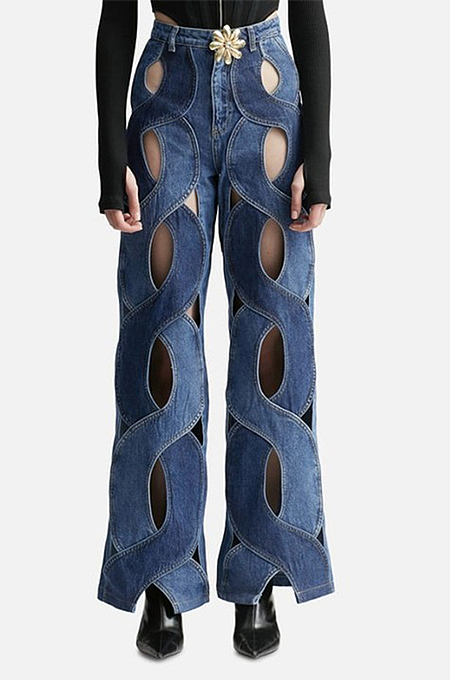 WHOLESALE | Rope Cut-out Loose Cotton Jeans