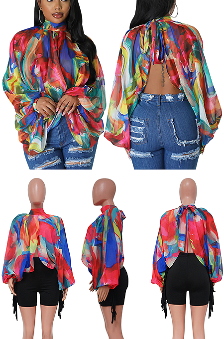WHOLESALE | Chiffon Bat Top in Multi