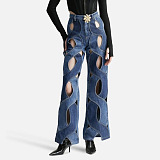 WHOLESALE | Rope Cut-out Loose Cotton Jeans