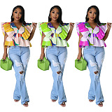 WHOLESALE | V Neck Flare Shoulder Top