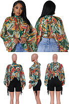 WHOLESALE | Chiffon Bat Top in Green & Orange