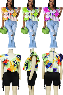 WHOLESALE | V Neck Flare Shoulder Top