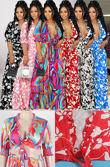 WHOLESALE | Floral Printed Loose Plus Size Pants Set