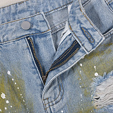 WHOLESALE |  Distress Strap Denim Shorts
