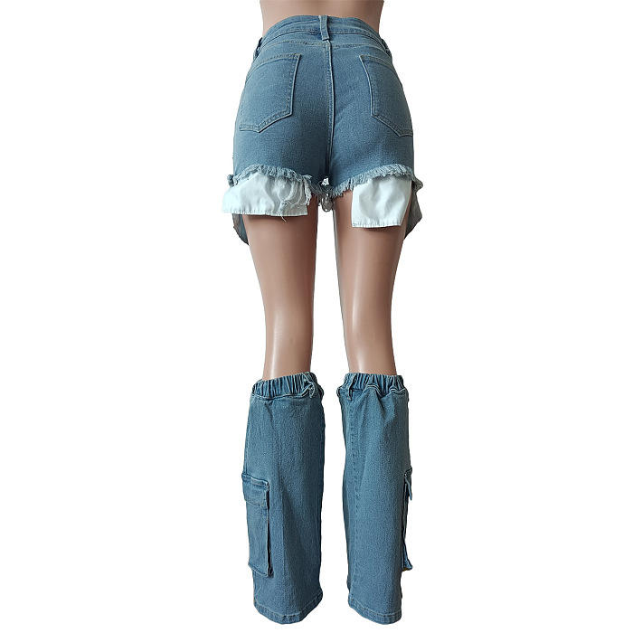 WHOLESALE |  Denim Shorts Boot Cover Blue