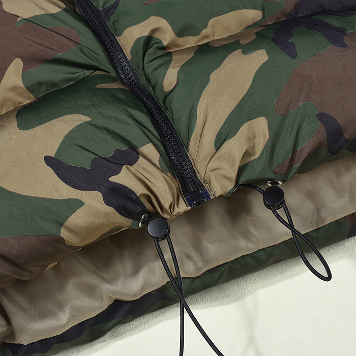 WHOLESALE | Puffy Camo Hem Drawstring Coat