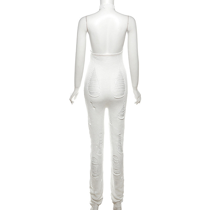 WHOLESALE | Kintted Halter Hollow-out Jumpsuit