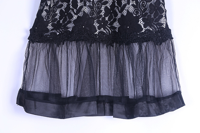 WHOLESALE | Lace See-through Maxi Dress in Black