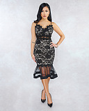 WHOLESALE | Lace See-through Maxi Dress in Black