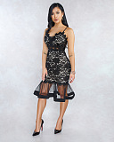 WHOLESALE | Lace See-through Maxi Dress in Black