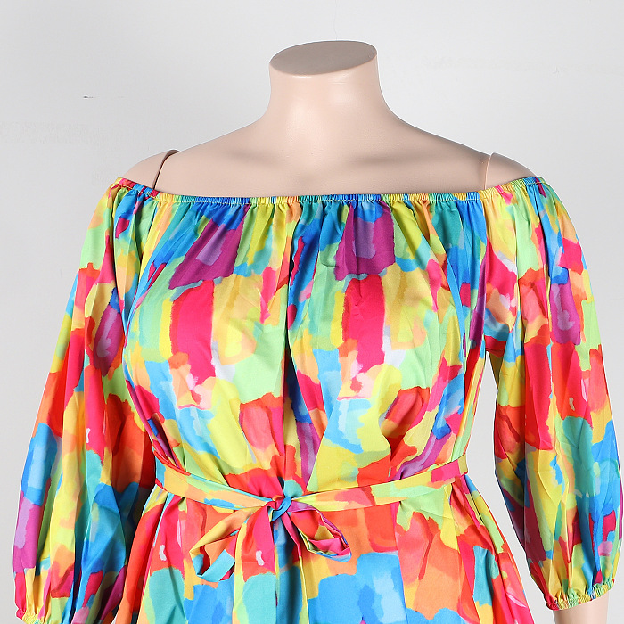 WHOLESALE | Color Block Off Shoulder Puffy Sleeve Shorts Set