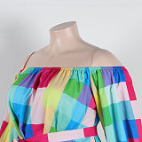 WHOLESALE | Color Block Off Shoulder Puffy Sleeve Shorts Set