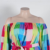 WHOLESALE | Color Block Off Shoulder Puffy Sleeve Shorts Set