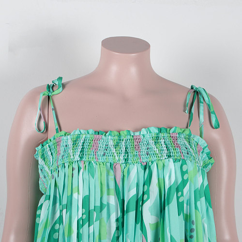 WHOLESALE | Plus Size Pleated Self Tied Drawstring Jumpsuit in Green