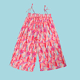 WHOLESALE | Plus Size Pleated Self Tied Drawstring Jumpsuit in Pink