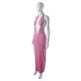 WHOLESALE | Chiffon Ruffle Halter Open Back Dress