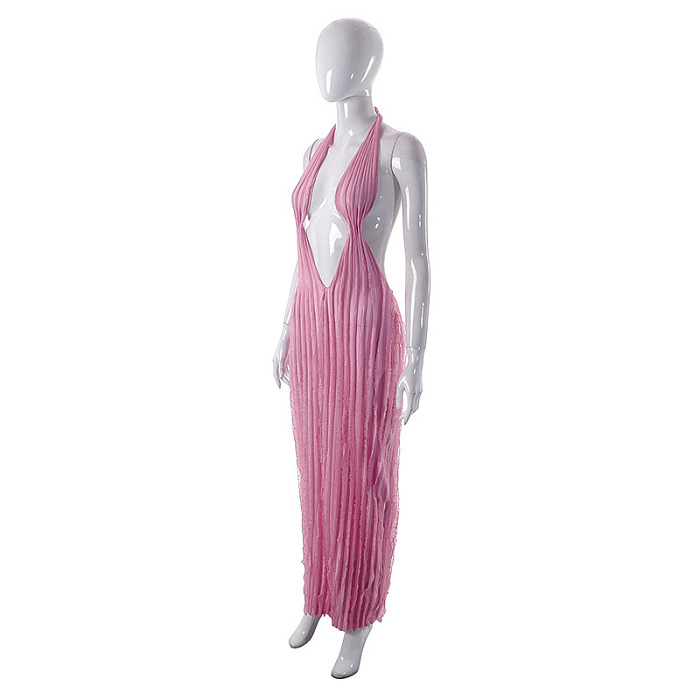 WHOLESALE | Chiffon Ruffle Halter Open Back Dress