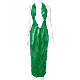 WHOLESALE | Chiffon Ruffle Halter Open Back Dress