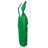 WHOLESALE | Chiffon Ruffle Halter Open Back Dress