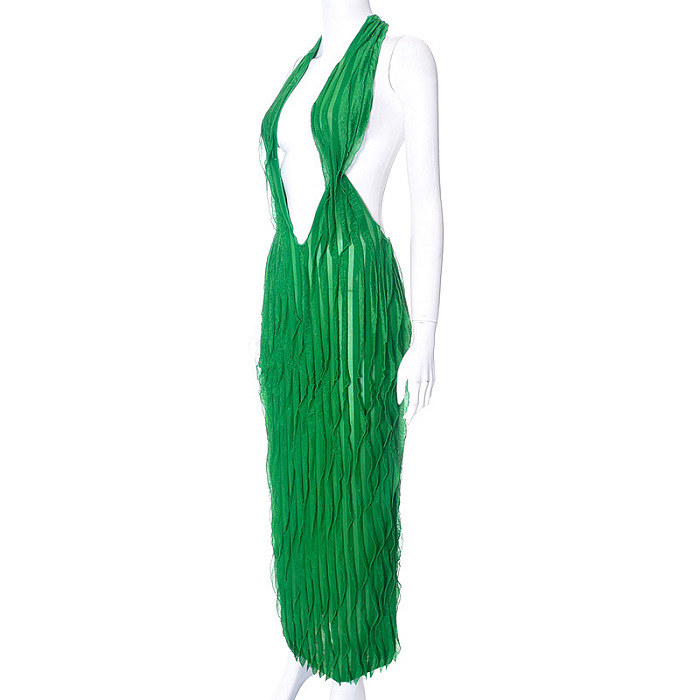 WHOLESALE | Chiffon Ruffle Halter Open Back Dress