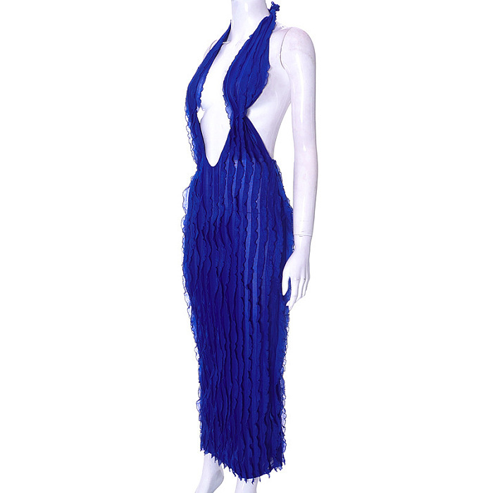WHOLESALE | Chiffon Ruffle Halter Open Back Dress