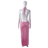 WHOLESALE | Chiffon Ruffle Halter Open Back Dress