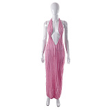 WHOLESALE | Chiffon Ruffle Halter Open Back Dress