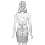 WHOLESALE | Hoodie Hollow-out Knitted Skirt Set