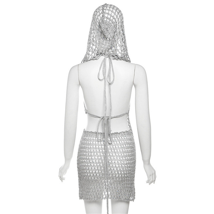 WHOLESALE | Hoodie Hollow-out Knitted Skirt Set