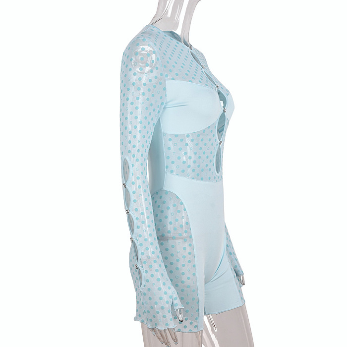 WHOLESALE | Polka Dot Front Button Up Romper
