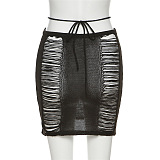 WHOLESALE | Tassle Hem Self-tied Skirt Set