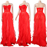 WHOLESALE | Dorothy Tulle Maxi Dress In Red