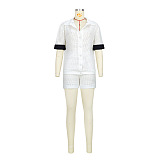 WHOLESALE | Hollow-out Button Up Shorts Set