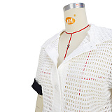 WHOLESALE | Hollow-out Button Up Shorts Set