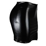 WHOLESALE | Pu Material Back Zip-up Skirt